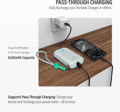 Nimble Champ Portable Charger, 10,000mAh Power Bank Fast Charging, 20W Dual USB-C Battery Pack with Cable, Travel Essential Power Bank for iPhone Laptops Galaxy Tablet Pixel iPad Macbook Kindle Airpod