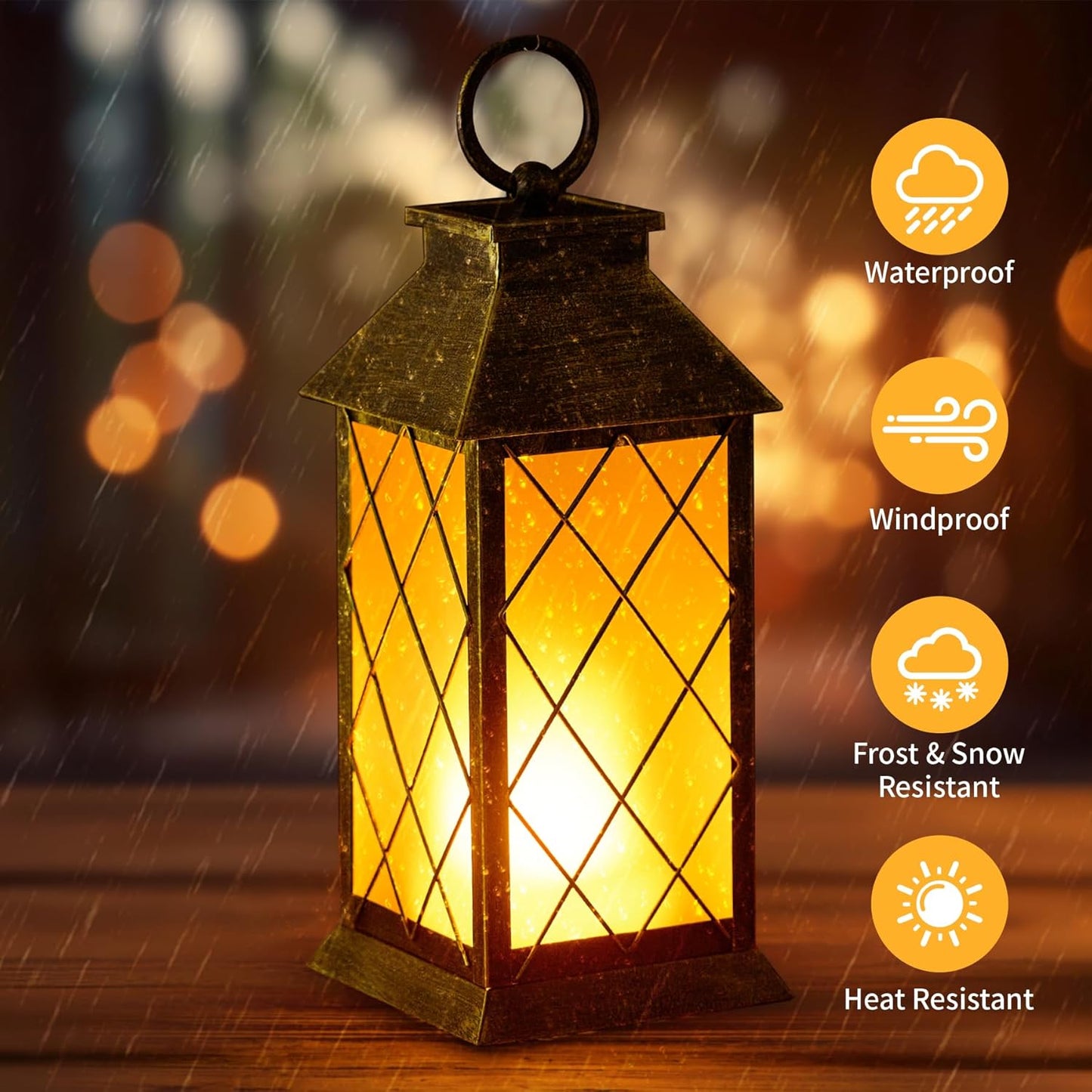 18" Solar Lantern with Flickering Flame Light, Large Outdoor Waterproof Solar Lanterns Hanging Metal Decorative Lantern for Patio Front Porch Garden Yard Outside Tabletop Mothers Day Gifts Grandma