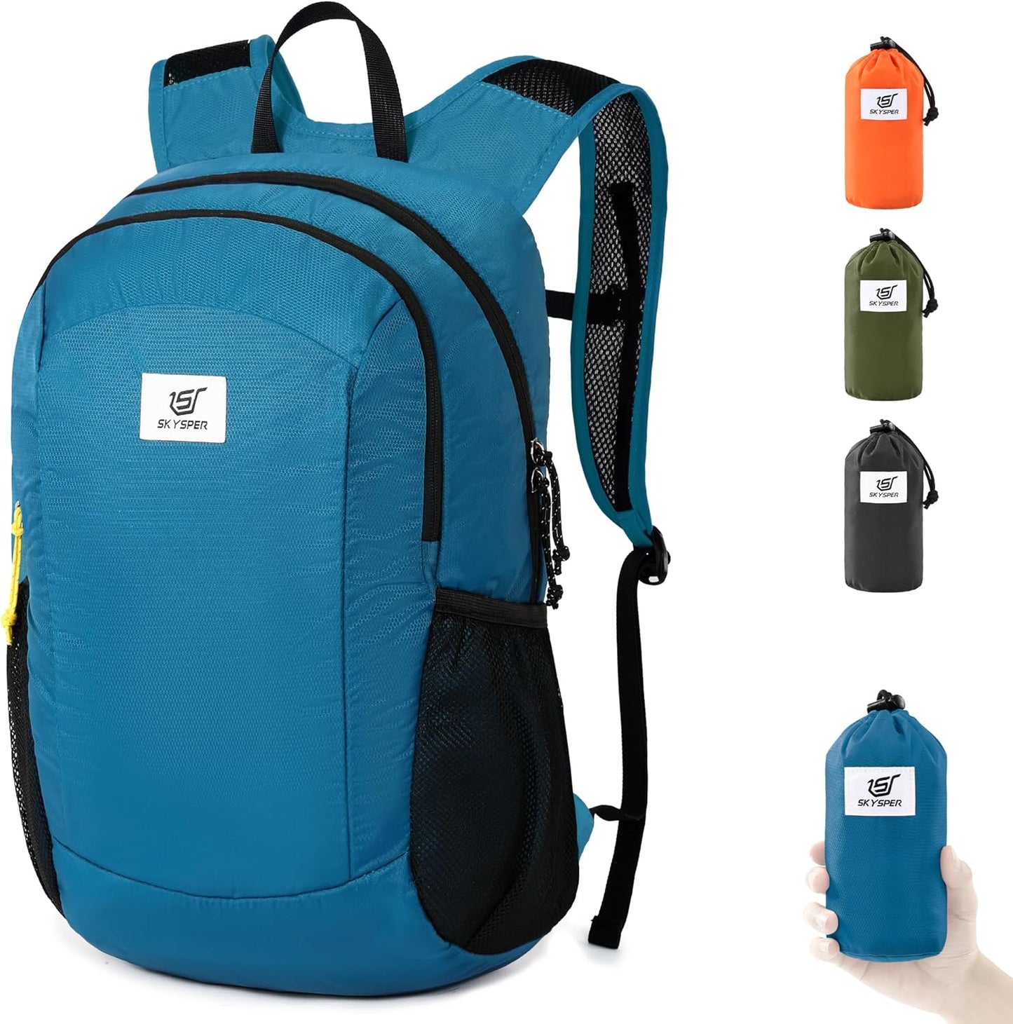 SKYSPER 16L Hiking Backpack Lightweight Small for Women Men, Foldable Packable Daypack - Travel Camping Backpack, Outdoor Hiking Bag (Blue)