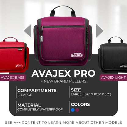 Travel Toiletry Bag for Men and Women - (10.6”x10.6”x3.2”) Large Hanging Toiletry Organizer - Waterproof Hygiene Bag with Metal XXL Swivel Hook, with Sturdy Zippers and 19 Compartments for Toiletries