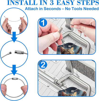 Cat Playing Electric Guitar Luggage Tags for Suitcases Leather Travel Tags for Luggage ID Label with Privacy Cover and Stainless Steel Loop for Men Women Suitcase Backpack, Set of 2