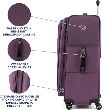 Travelpro Tourlite Softside 29" Expandable Luggage with 4 Spinner Wheels, Lightweight Suitcase, Checked Large, Deep Purple
