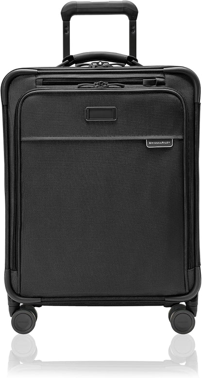 Briggs & Riley Global 21" Carry On Expandable Spinner - Luggage for International Travel, Suitcases with Wheels, Softside Rolling Bag for Men & Women, Self-Repairing Zipper- Baseline Collection, Black