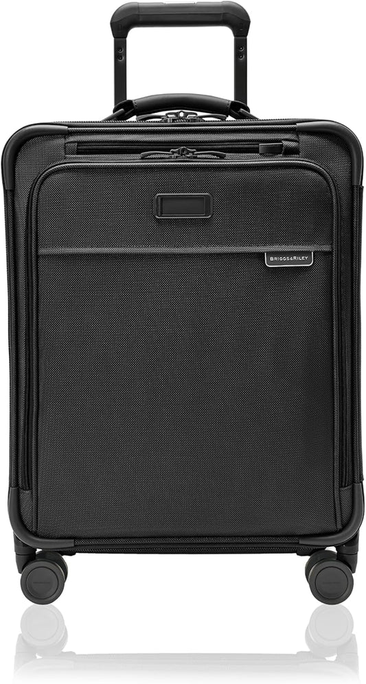 Briggs & Riley Global 21" Carry On Expandable Spinner - Luggage for International Travel, Suitcases with Wheels, Softside Rolling Bag for Men & Women, Self-Repairing Zipper- Baseline Collection, Black