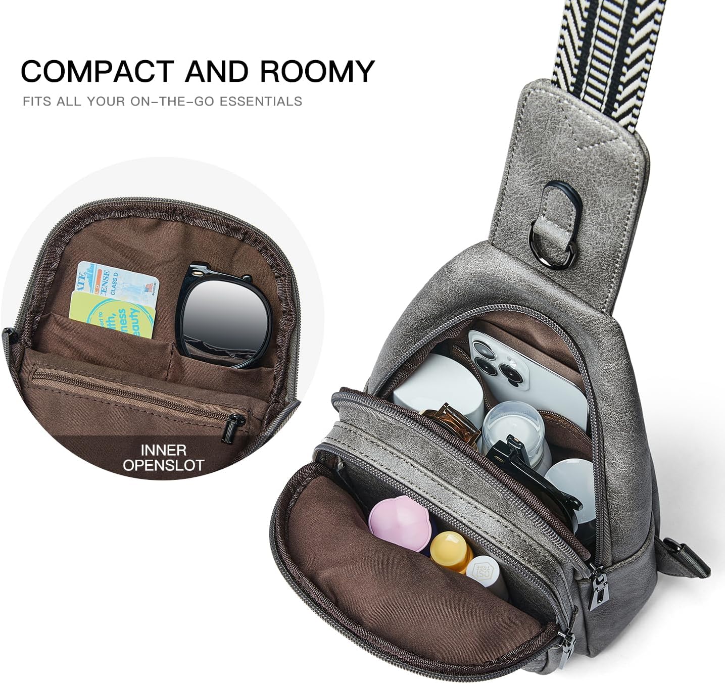 Sling Bag For Women Fanny Pack Crossbody Travel Shoulder Belt Bags Tote Backpack Purse Faux Leather