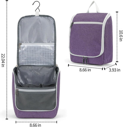 Della Gao Hanging Toiletry Bag for Women, Travel Toiletry Bags Makeup Bag Organizer, Water-resistant Cosmetic Bag for Essentials Accessories (Purple)