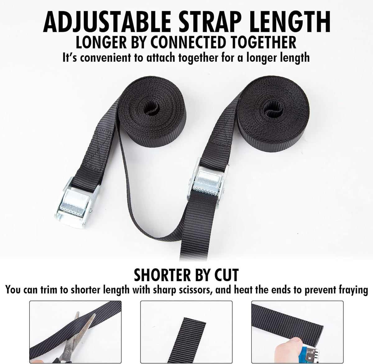 Cartman 1" x 12' Lashing Straps Cargo Tie-Down Strap Up to 600lbs, 12pk in Carry Bag, Black
