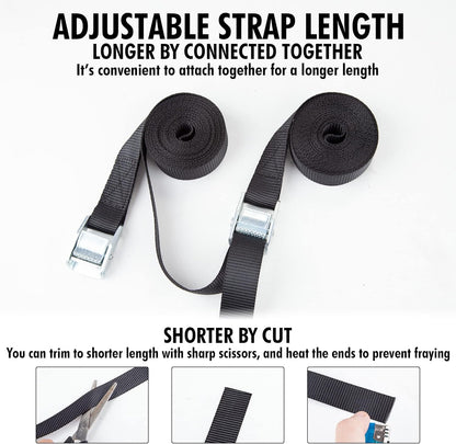 Cartman 1" x 12' Lashing Straps Cargo Tie-Down Strap Up to 600lbs, 12pk in Carry Bag, Black