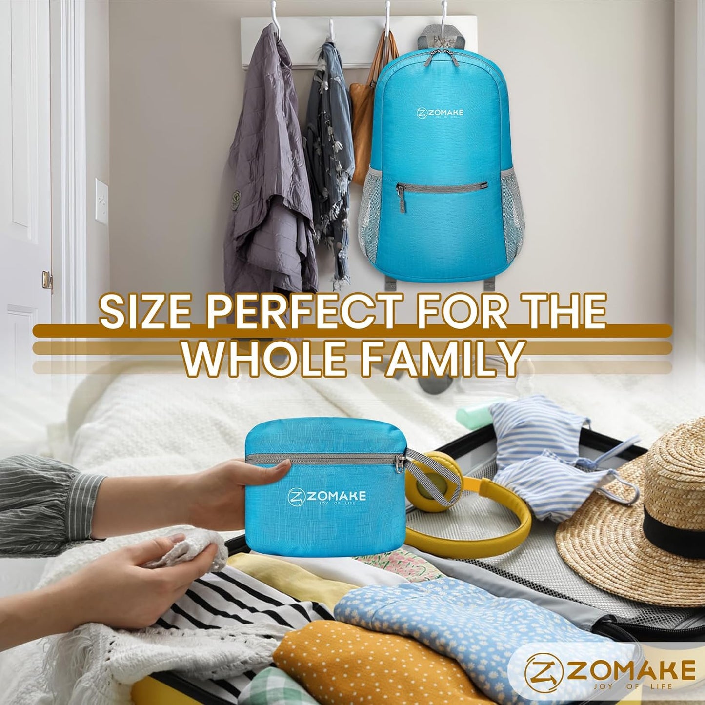 ZOMAKE Ultra Lightweight Hiking Backpack 20L - Packable Small Backpacks Water Resistant Daypack for Women Men(Azure Blue)