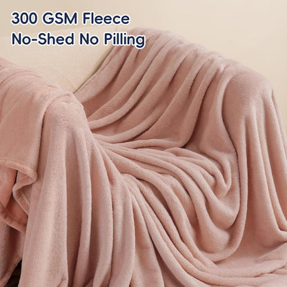 PHF Ultra Soft Fleece Blanket King Size, No Shed No Pilling Luxury Plush Cozy 300GSM Lightweight Blanket for Bed, Couch, Chair, Sofa Suitable for All Season, 108" x 90", Rose Pink