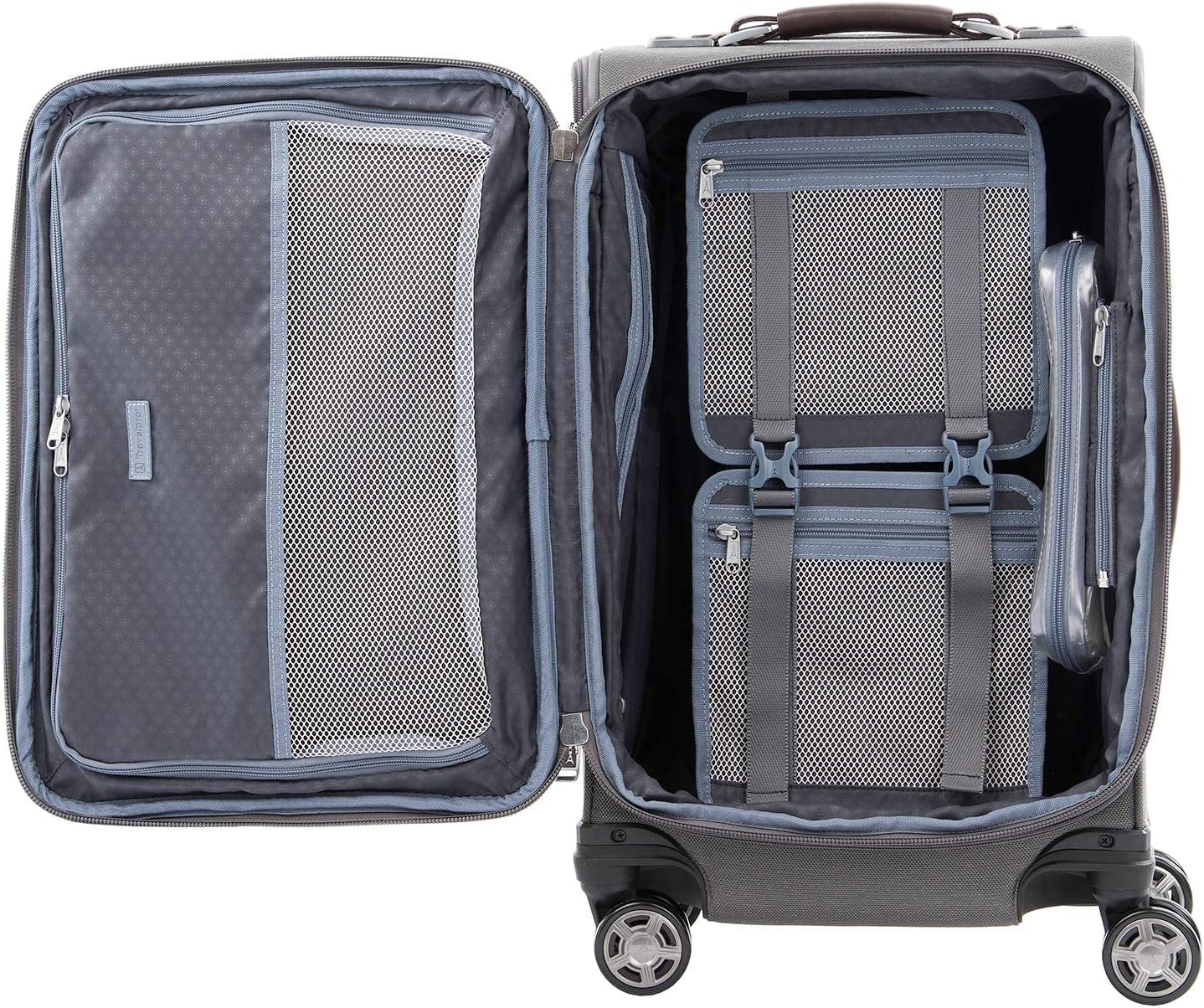 Travelpro Platinum Elite Softside Expandable Luggage, 8 Wheel Spinner Suitcase, TSA Lock, Men and Women (Vintage Grey, 2-Piece Set (21/25))