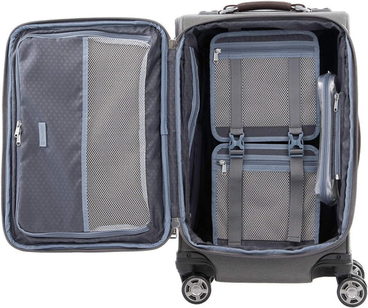 Travelpro Platinum Elite Softside Expandable Luggage, 8 Wheel Spinner Suitcase, TSA Lock, Men and Women (Vintage Grey, 2-Piece Set (21/25))