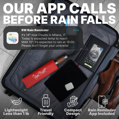 Royal Walk Windproof Folding Travel Umbrella Compact and Strong Luxurious Real Wood Handle Automatic Open Close Vented Double Canopy for Men and Women