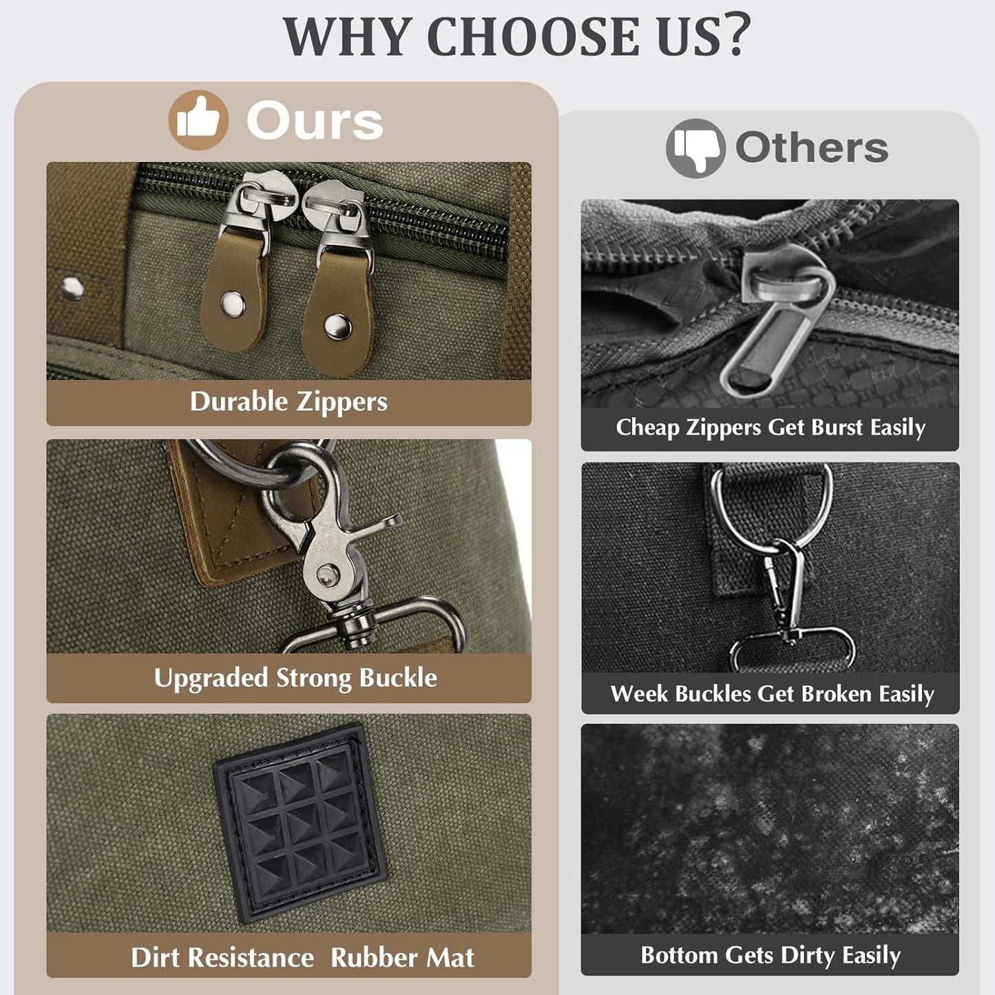 Gonex Canvas Duffle Bag for Travel 50L Duffel Overnight Weekender Bag (Army Green)