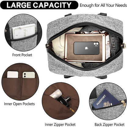 Weekender Bag for Women Canvas Overnight Bag Large Travel Tote Bag Carry on Shoulder Duffle Bag With Shoe Compartment,Perfect for Travel/Daily Use/Birthday Gift …