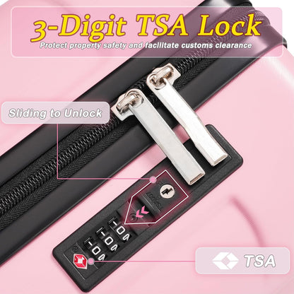 Merax Carry on Luggage Set, 20 Inch Hardshell ABS Suitcase with Spinner Wheels, Built-in TSA Lock & 2 Packing Cubes Airline Approved for Business Weekend Travel