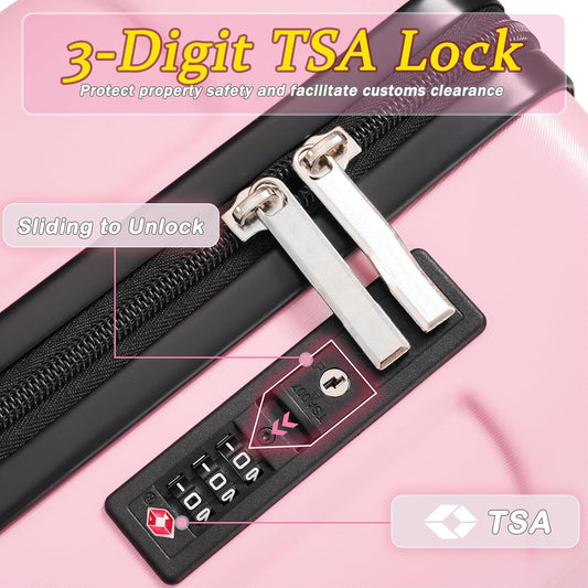 Merax Carry on Luggage Set, 20 Inch Hardshell ABS Suitcase with Spinner Wheels, Built-in TSA Lock & 2 Packing Cubes Airline Approved for Business Weekend Travel