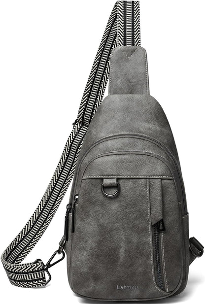 7L Sling Bag for Women Men Leather Small Sling Backpack Daypack Anti Theft Fanny Pack Crossbody Purse Travel