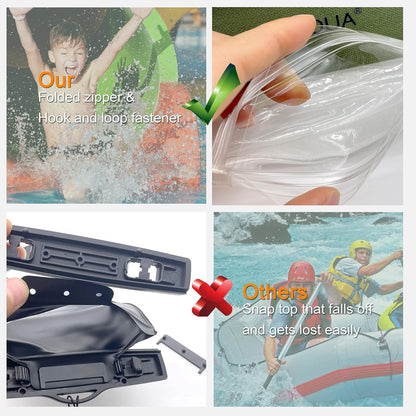 Large Waterproof Phone Pouch 2 Pack, IPX8 Waterproof Cell Phone Case Dry Bag Compatible with iPhone 15 14 13 12 Pro Max/Galaxy S23 Ultra S22 Pixel 4 XL Up to 7.5", Black+Army Green