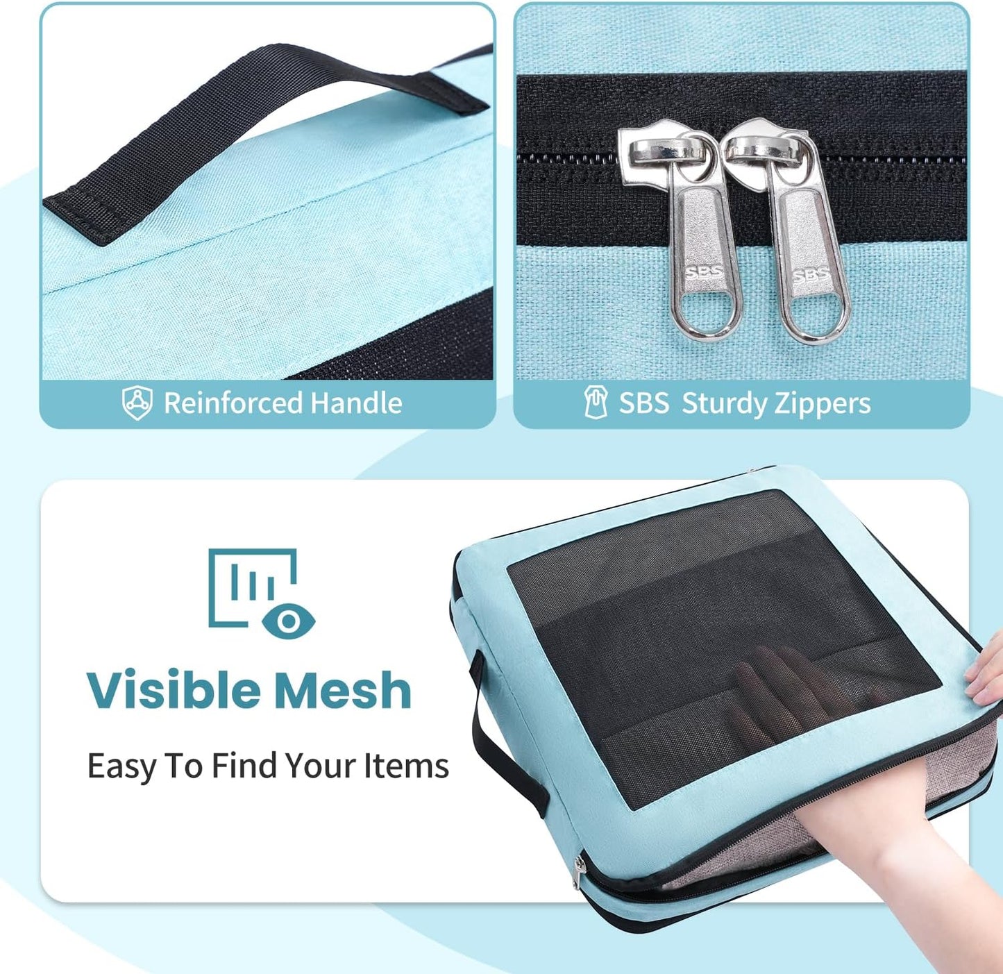 8 Set/6 Set/4 Set Compression Packing Cubes for Travel, Lightweight Vacation Travel Essentials, Travel Accessories for Suitcase Organizer Bags Set, Durable Luggage Organizer