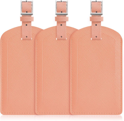 3 Pack Luggage Tags for Suitcases, TSA Approved Bag Tags, Baggage Tags with Privacy Protection, Travel Essentials Luggage Accessories, Rose Gold