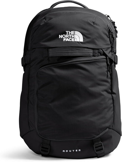 THE NORTH FACE Router Everyday Laptop Backpack | Daypack with Water Repellent Finish, 17" Laptop Sleeve, Reflective Details, TNF Black/TNF Black-NPF, One Size