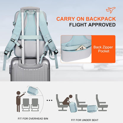 PIJUSHI Travel Backpack for Women Expandable Carry on Luggage Backpack Airline Approved Personal Item Laptop Bag(PE034 Blue)