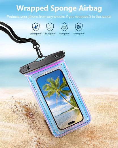 IP68 Large Floating Waterproof Phone Pouch, Water Proof Cell Phone Dry Bag, Waterproof Phone Case for iPhone Galaxy Google, Purple