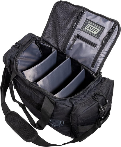 Serious Steel Fitness Gym Bag With Moveable & Removable Dividers Made from 1000D Nylon (Utility Duffel - Black)