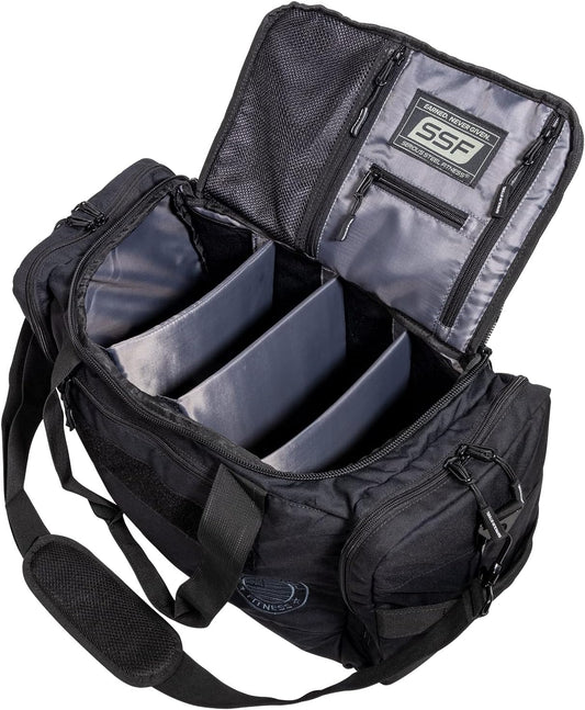 Serious Steel Fitness Gym Bag With Moveable & Removable Dividers Made from 1000D Nylon (Utility Duffel - Black)