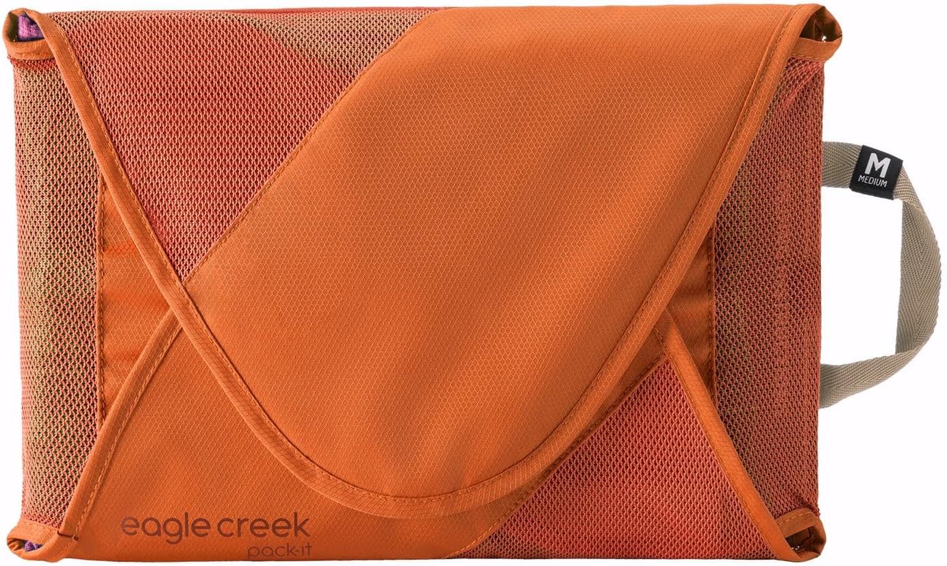 Eagle Creek Pack-It Original Garment Folder - Travel Garment Bag with Compression Wings to Maximize Luggage Space - Convenient Top Handle - Quick Drying Material - Mandarin - Medium