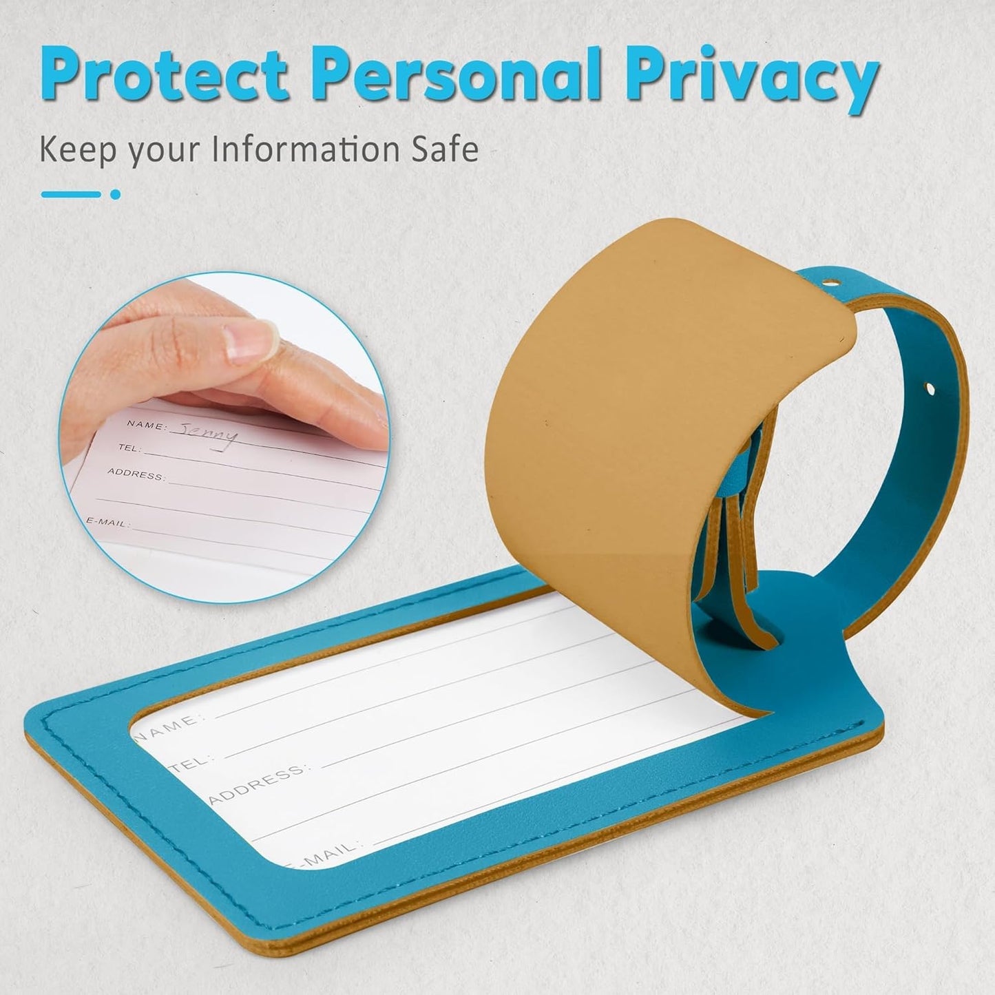 8 Pack Leather Luggage Travel Bag Tags by Travelambo