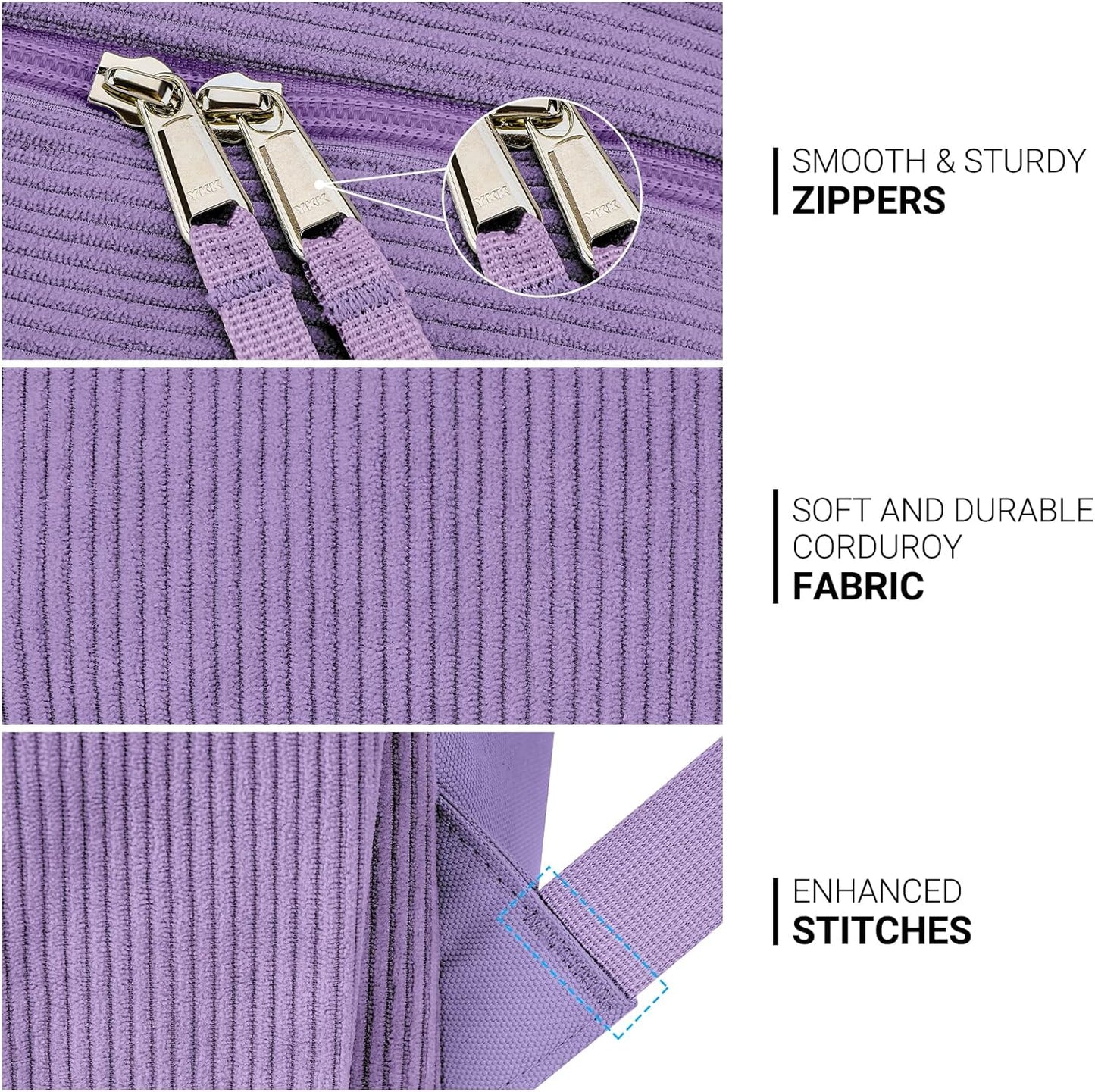 ZORFIN 26L Backpack for College, and Travel: Corduroy Bookbag - Deep Purple