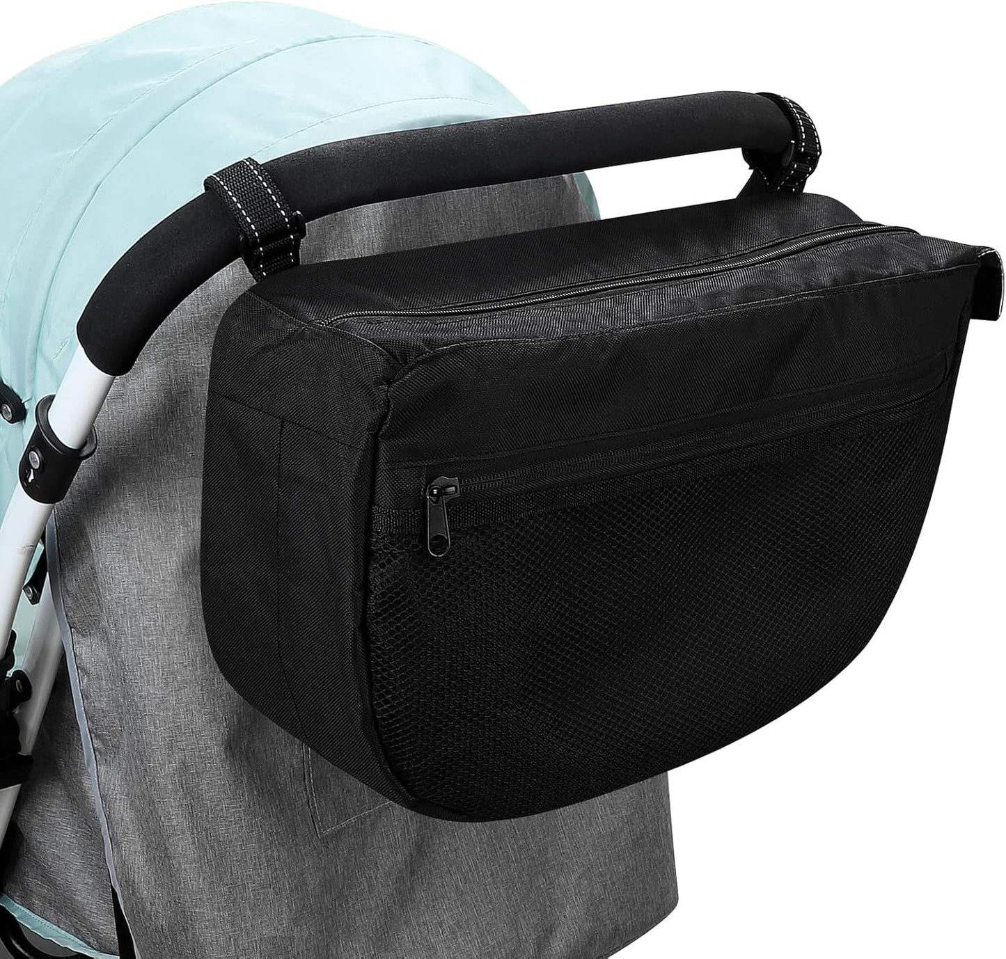 Accmor Insulated Side Sling Stroller Saddle Bag Organizer, Universal Stroller Organizer, Stroller Bag Caddy Organizer, Black