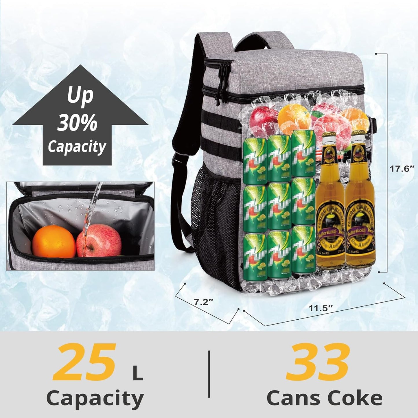 Tactical Backpack Cooler,Soft Lightweight Leakproof Cooler Backpack,Insulated Cooler Bag,Portable Soft Cooler Bag Waterproof for Beach, Travel, Camping, Picnic, Hiking