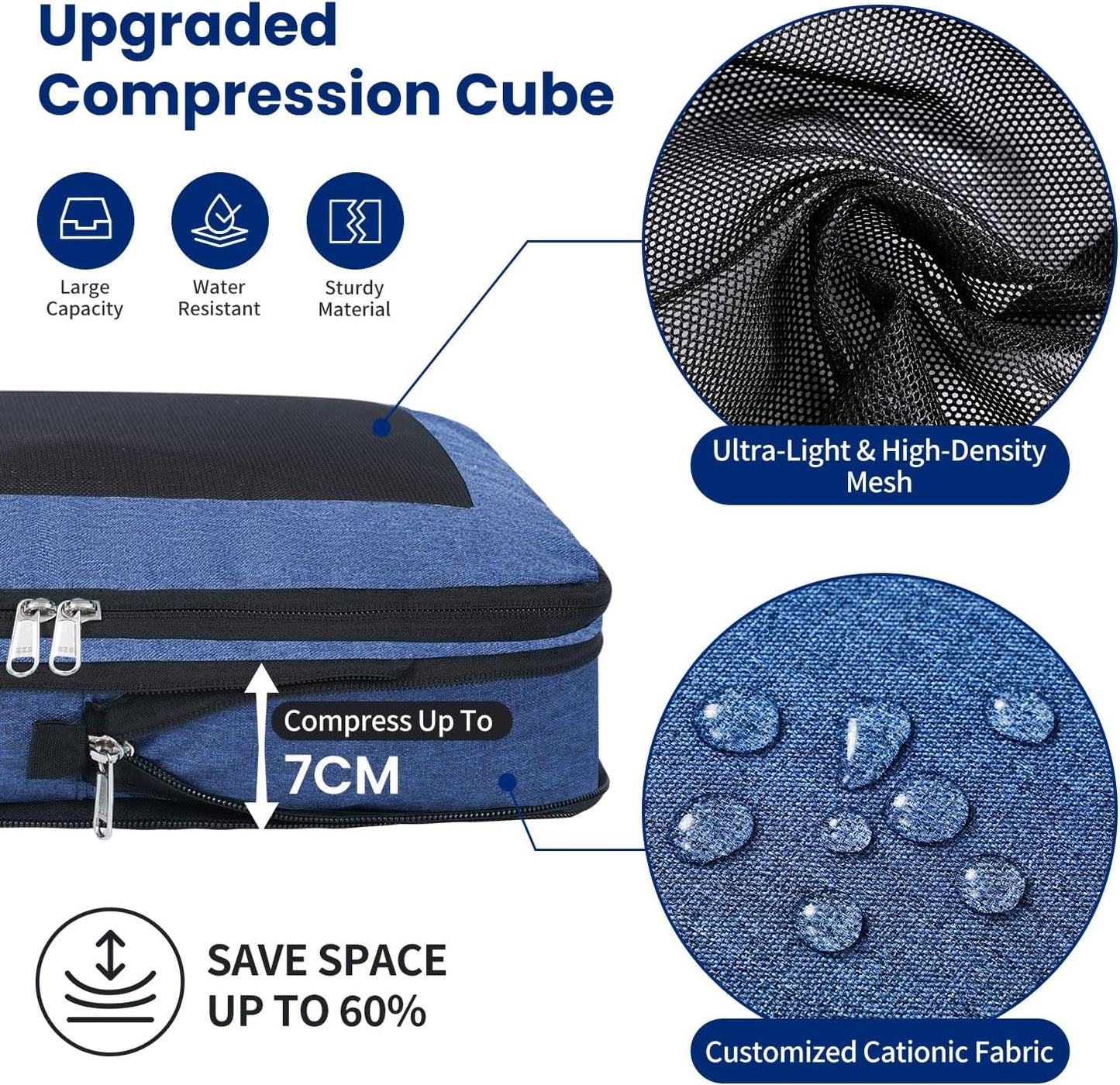 8 Set/6 Set/4 Set Compression Packing Cubes for Travel, Lightweight Vacation Travel Essentials, Travel Accessories for Suitcase Organizer Bags Set, Durable Luggage Organizer