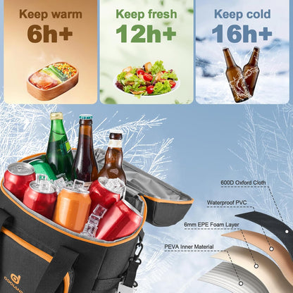 Odoland Cooler Backpack, 30 Cans Insulated Leak-Proof Cooler Bag with Ice Pack for Women and Men, Waterproof Beach Lunch Cooler