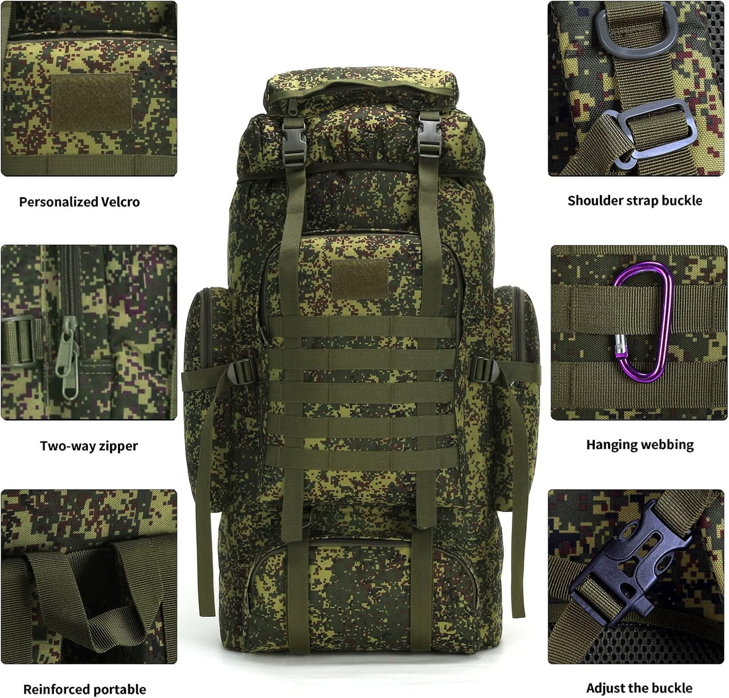 Hiking Backpack for Men 70L/100L Camping Backpack Military Rucksack Molle 3 Days Assault Pack for Climbing