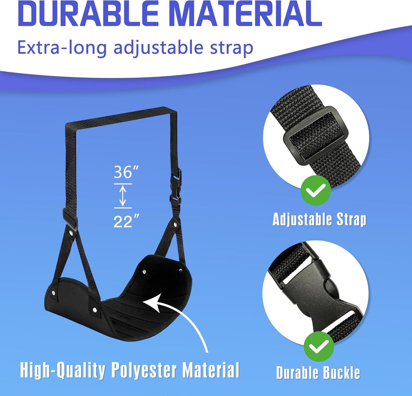 2-Pack Airplane Foot Hammock for Plane Travel - Travel Essentials Length Adjustable Airplane Foot Rest - Long Flight Must Haves