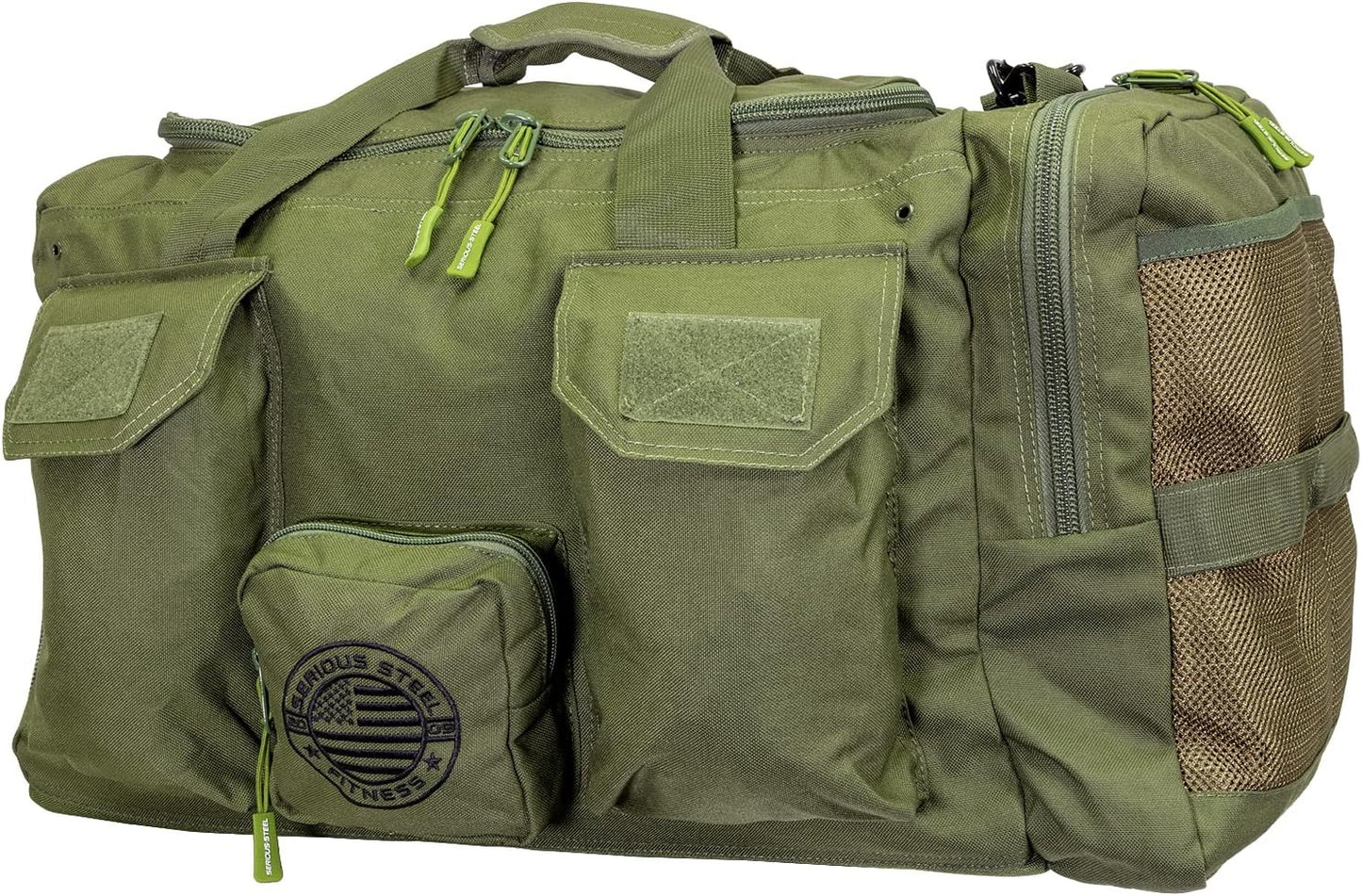 Serious Steel Fitness Heavy Duty 1000D Nylon Duffel Gym Bag (Green - Big Bud)