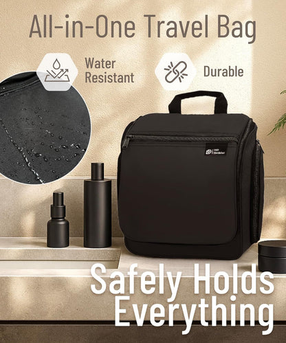 DD D&D Wanderlust D&D Hanging Travel Toiletry Bag for Men and Women - Extra Large Toiletries Organizer Kit with 10 Compartments, YKK Zippers, XXL Metal Swivel Hook, Water-Resistant Nylon