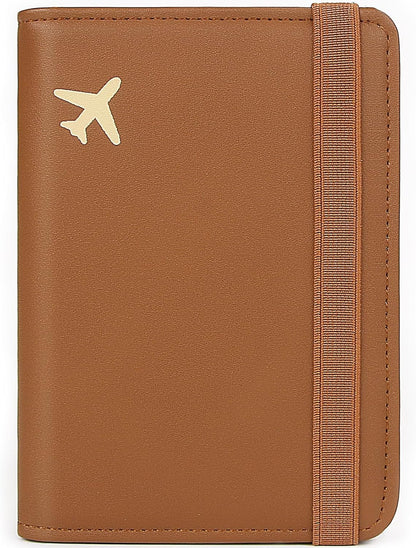 Passport Holder for Travel, Rfid Passport Cover Case, Passport Wallet Women Travel Essentials Accessories Document Organizer with Elastic Band, Brown
