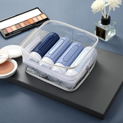 16 Pack Travel Bottles Set for Toiletries, Leakproof Travel Containers for Toiletries TSA Approved Silicone Travel Accessories Squeezable Refillable 3oz for Shampoo Conditioner Lotion Blue