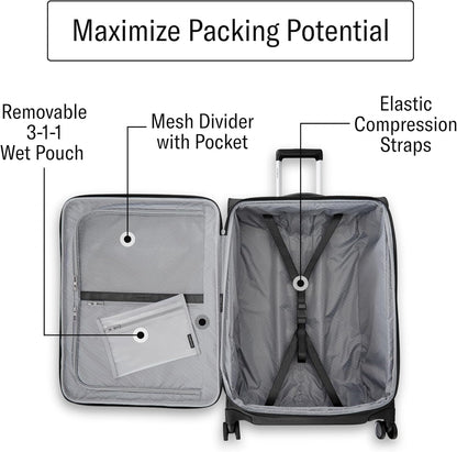 Samsonite UpLIFT Lightweight Softside Carry-On Luggage with Spinner Wheels - Expandable - Airline-Approved, Polyester Soft Suitcase for Ultra Light Travel - Black