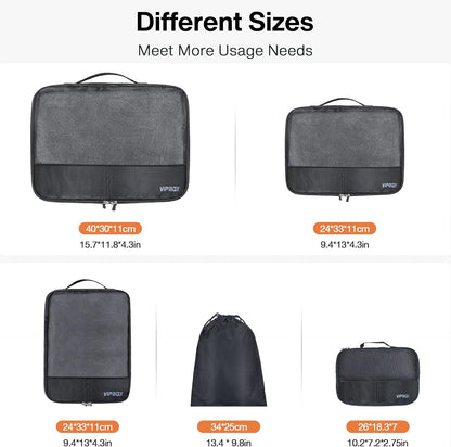 5 Set Packing Cubes Travel for Luggage Durable Suitcases Organizer Bags Lightweight Airplane Travel Vacation Essentials Accessories for Carry on (Black)
