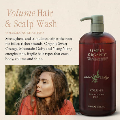 Thinning Hair Volumizing Shampoo Scalp Wash, Made in Italy, All Natural Cruelty Free Hair Care for Women & Men, Sweet Orange, Ylang Ylang, Olive Leaf Extract with Pump, 32fl oz/958 ml, VOLUME