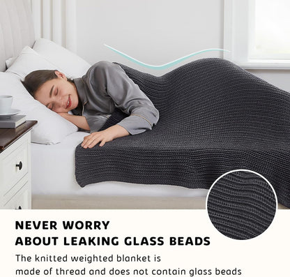 L'AGRATY Knitted Weighted Blanket - 48"x72" 15lbs Cooling Chunky Knit Heavy Blanket for Adults Braided Crochet Throw Thick Cable Yarn Knit Decorative No Beads Evenly Weighted Machine Washable