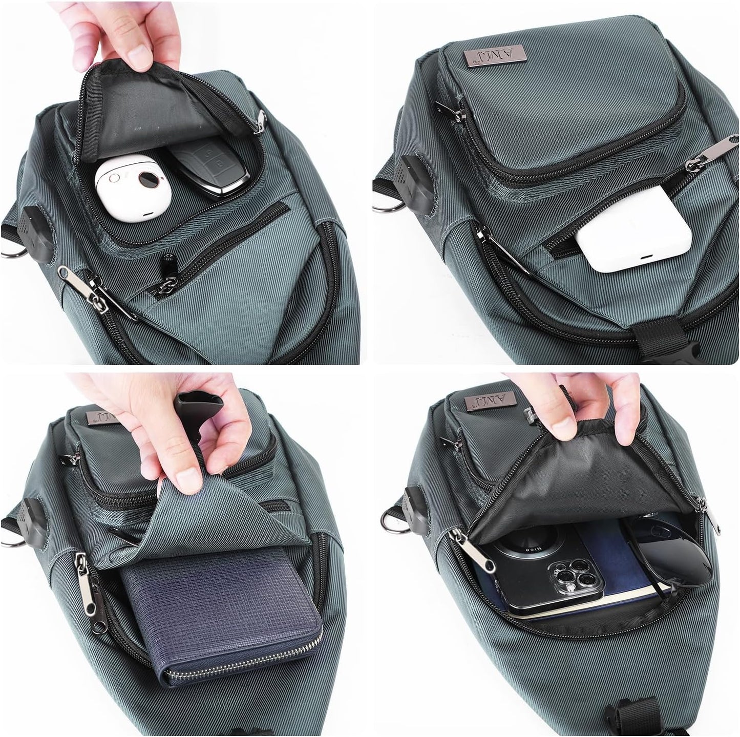 AMJ Crossbody Sling Bag Men Women, Casual Shoulder Backpack, Chest Daypack Satchel for Hiking Travel