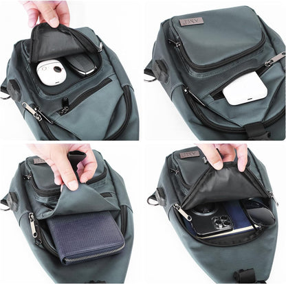 AMJ Crossbody Sling Bag Men Women, Casual Shoulder Backpack, Chest Daypack Satchel for Hiking Travel