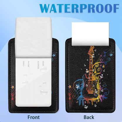 2 Pack Luggage Tags with Colorful Guitar for Suitcases, Burning Electric Guitar PU Leather Luggage Tag Accessories Privacy Cover ID Label with Stainless Steel Loop for Travel Bag for Women Girls